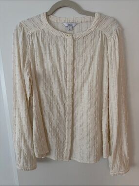 Croft & Barrow Cream Button-Front with gold stripes (see photos)